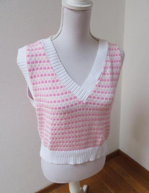 J46 STRADIVARIUS nieuwe spencer trui roze wit S 36, Kleding | Dames, Truien en Vesten, Nieuw, Maat 36 (S), Roze, Ophalen of Verzenden