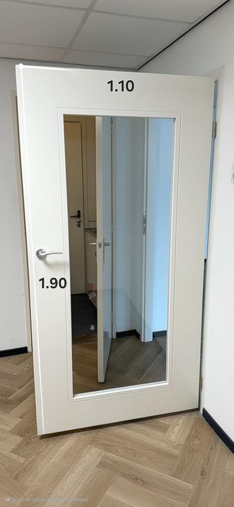 Binnendeur met glas – wit – in goede staat, Doe-het-zelf en Verbouw, Deuren en Horren, Zo goed als nieuw, Binnendeur, Minder dan 200 cm