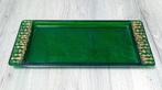 retro glazen serveerschaal/ dienblad smaragdgroen, Ophalen of Verzenden, Rond, Overige materialen