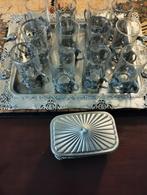 12 mooie zilfer thee glas met dinblad en suikerpot, Huis en Inrichting, Woonaccessoires | Dienbladen, Ophalen, Zo goed als nieuw