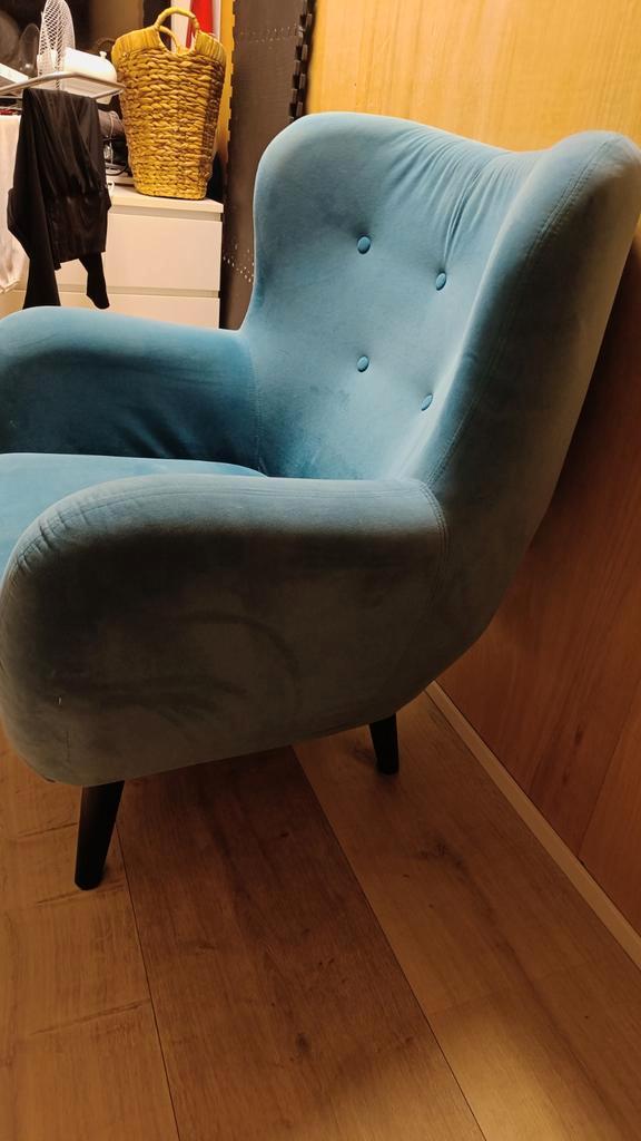 Grote Blauwe Stoel / Zetel, Huis en Inrichting, Fauteuils, Gebruikt, 75 tot 100 cm, Ophalen