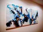 3-delig canvas - Blue and gold fluid triptych, Ophalen