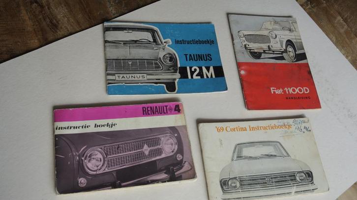 Instructieboekjes Cortina, Taunus 12M, Renault 4, Fiat 1100D, Boeken, Auto's | Folders en Tijdschriften, Gelezen, Algemeen, Ophalen of Verzenden
