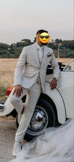 Beige 3-delig trouwpak van Roka, maat 56, Roka, Ophalen of Verzenden, Zo goed als nieuw, Wit, Ivoor of Crème