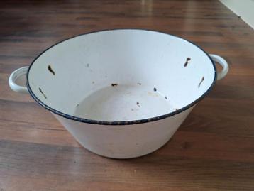 Vintage Emaille Teil / Bak - Wit beschikbaar voor biedingen