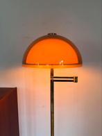 Vintagwe messing mushroom vloerlamp, Swisslamps ‘70, Zo goed als nieuw, Metaal, 150 tot 200 cm, Vintagw retro buisframe design rotan webbing papercord deens