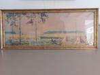 Arie Zonneveld - Hollands Landschap Aquarel 42x102, Antiek en Kunst, Ophalen of Verzenden