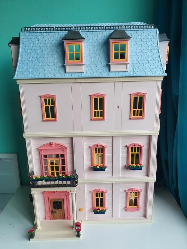 Playmobil Roze Herenhuis Compleet, Verzamelen, Poppenhuizen en Toebehoren, Gebruikt, Poppenhuis, Ophalen of Verzenden