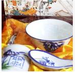 Chinese set van vier blauw en wit porseleinen kopjes, dekens, Antiek en Kunst, Ophalen of Verzenden