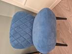 Blauwe velvet fauteuil, Ophalen, Zo goed als nieuw, Stof, 50 tot 75 cm
