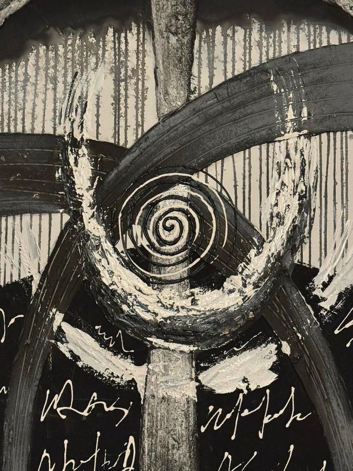 Abstract Schilderij in Zwart-Wit, Antiek en Kunst, Kunst | Schilderijen | Abstract, Ophalen