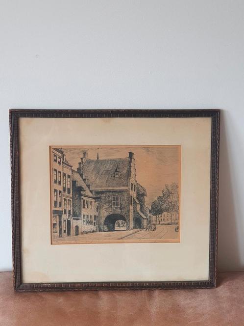 Ets den Haag gevangenpoort  Marius Janssen
Mooie oude lijst, Antiek en Kunst, Kunst | Etsen en Gravures, Ophalen