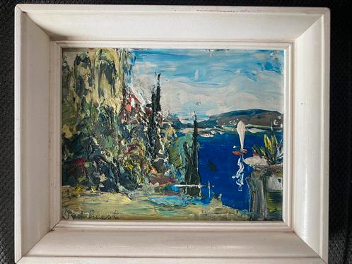 Jan van der Leest (1907-1971) olieverf op paneel landschap, Antiek en Kunst, Kunst | Schilderijen | Klassiek, Ophalen of Verzenden