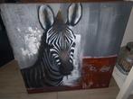 Canvas zebra 60 x 60, Ophalen, 50 tot 75 cm, Zo goed als nieuw, Schilderij