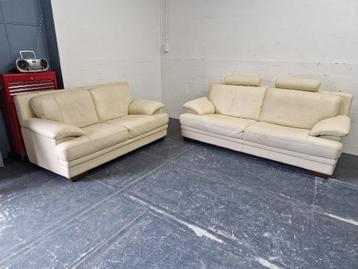 Nicoletti bankstel 2 + 2,5 beige leer  beschikbaar voor biedingen