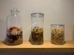 3 glazen voorraadpotten, Ophalen of Verzenden, Gebruikt