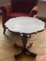 Ronde houten (bijzet)tafel Frans mooie bewerking 68 cm 52h, Ophalen, Rond, 55 tot 75 cm, Zo goed als nieuw