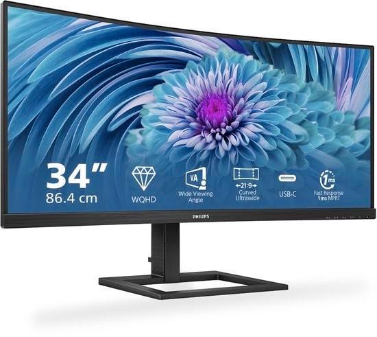 Philips 346E2CUAE - 34" QHD Curved Ultrawide Monitor, Computers en Software, Monitoren, Nieuw, 61 t/m 100 Hz, DisplayPort, HDMI