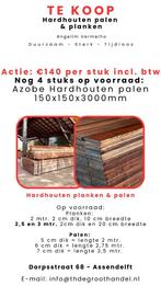 Hardhouten palen en planken, Ophalen, Palen, Nieuw, Hardhout