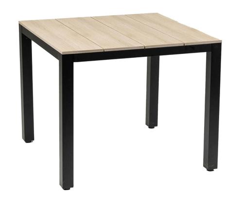 Polywood tuintafel 90x90 Wood&Grijs aluminium onderstel, Tuin en Terras, Tuintafels, Zo goed als nieuw, Vierkant, Aluminium, Ophalen of Verzenden