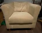 Kuipstoel in beige stof, Huis en Inrichting, Stoelen, Ophalen, Overige kleuren, Zo goed als nieuw, Eén