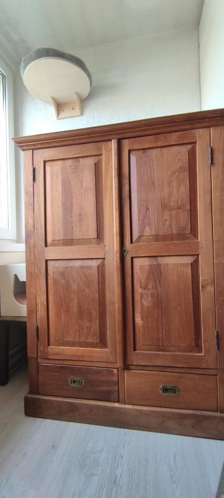Teak houten computer kast, Huis en Inrichting, Kasten | Computermeubels, 120 tot 170 cm, 70 tot 120 cm, Ophalen