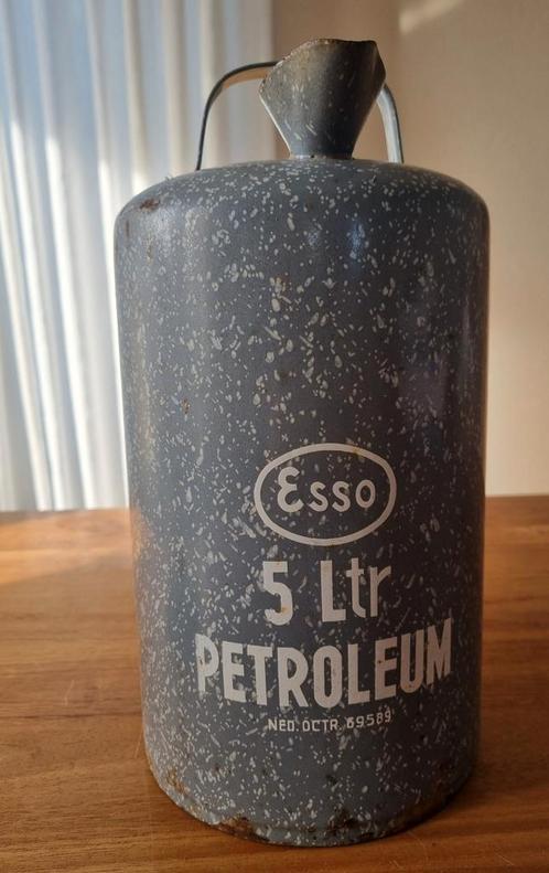 Antieke emaille Esso petroleumkan 5 liter, Antiek en Kunst, Antiek | Emaille, Ophalen of Verzenden