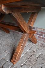 Prachtige antieke eiken houten eettafel, kruispoottafel., Verzenden