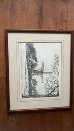 Gerwense molen Gerwen -  L. Van Gent, Antiek en Kunst, Kunst | Etsen en Gravures, Ophalen of Verzenden