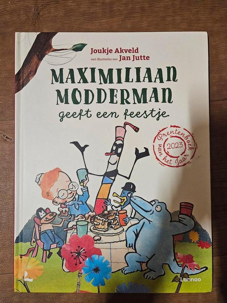 Joukje Akveld - Maximiliaan Modderman geeft een feestje, Boeken, Prentenboeken en Plaatjesalbums, Zo goed als nieuw, Ophalen