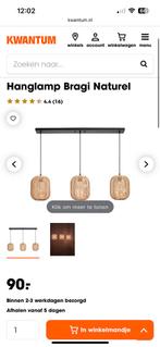 Hanglamp rotan Bragi Naturel Kwantum, Ophalen, Overige materialen, Zo goed als nieuw, 75 cm of meer