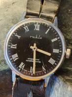 Vintage Ruhla horloge met zwarte wijzerplaat, Antiek en Kunst, Ophalen of Verzenden
