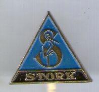 Machinefabriek Stork blauw/zwart op koper speldje ( P_217 ), Verzamelen, Speldjes, Pins en Buttons, Nieuw, Speldje of Pin, Merk