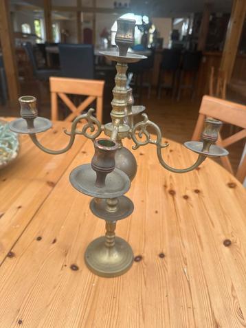 Oude Messing Kandelaar - Vijfarmig beschikbaar voor biedingen