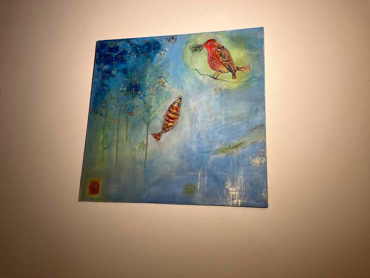 Schilderij Toinie van Schendel – bladgoud – gesigneerd, Antiek en Kunst, Kunst | Schilderijen | Klassiek, Ophalen