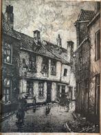 Frans Hartman Waterstraat Zwolle, Antiek en Kunst, Kunst | Etsen en Gravures, Ophalen of Verzenden