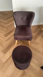 Velvet Fauteuil inclusief poef kleur antraciet, Huis en Inrichting, Fauteuils, Ophalen, Zo goed als nieuw