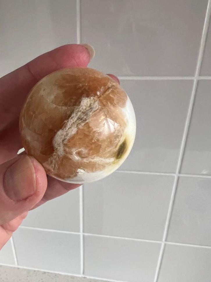 Calciet Bol - Wit, Bruin, Groen, Huis en Inrichting, Woonaccessoires | Overige, Zo goed als nieuw, Ophalen of Verzenden