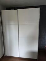 Witte Kledingkast met Schuifdeuren - 154x203x60cm, Huis en Inrichting, Kasten | Kledingkasten, Ophalen, Gebruikt, Metaal, 200 cm of meer