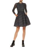Maje Royale Striped Knitted Dress In Grey Polyester maat s, Nieuw, Ophalen of Verzenden, Maje, Maat 36 (S)