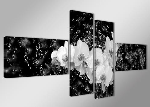 4 Luik Canvas Schilderij * Zwart Wit Orchidee 70x160 Nieuw, Antiek en Kunst, Kunst | Schilderijen | Klassiek, Ophalen of Verzenden