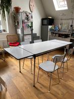 Vintage tafel + 4 stoelen, Ophalen, Gebruikt, 50 tot 100 cm, Vijf personen of meer