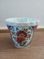 Vintage bloempot Delft, Tuin en Terras, Gebruikt, Rond, Ophalen of Verzenden, Aardewerk