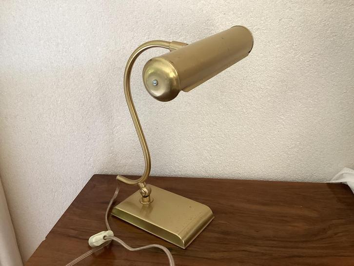 Vintage Bureau/Piano Lamp. Verstelbaar met kogelgewrichten., Huis en Inrichting, Lampen | Tafellampen, Zo goed als nieuw, Minder dan 50 cm