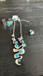 Sieraden set turquoise carbon, Ophalen of Verzenden, Zo goed als nieuw, Overige materialen