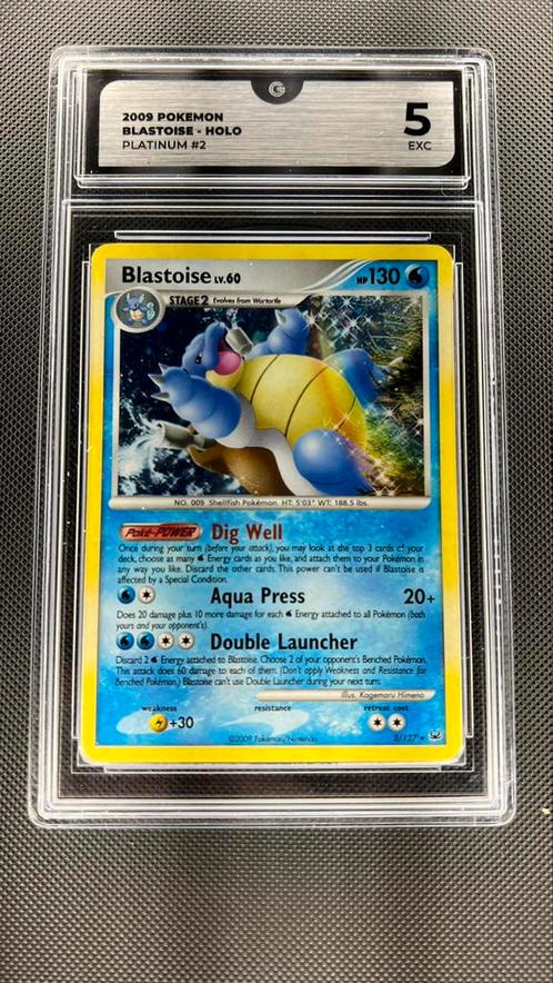 Blastoise holo 2009 pokemon platinum 2 psa 5 exc, Hobby en Vrije tijd, Verzamelkaartspellen | Pokémon, Zo goed als nieuw, Losse kaart