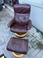 Stressless leren stoel met voeten steun, Huis en Inrichting, Ophalen, Gebruikt, Minder dan 75 cm, Hout