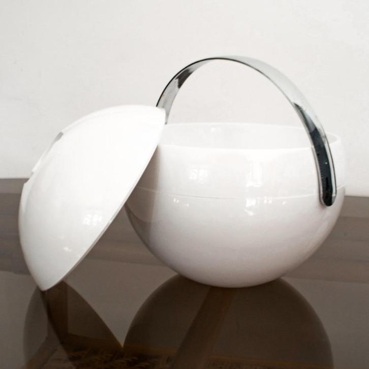 Vintage design Guzzini ijsemmer koeler Paolo Tilche wit, Verzamelen, Retro, Huis en Inrichting, Ophalen of Verzenden