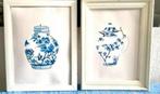 Delfts blauwe posters in lijsten - set van 2, Ophalen of Verzenden, Zo goed als nieuw, Minder dan 50 cm