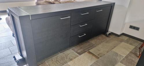 Dressoir hout zwart 220cm, Huis en Inrichting, Kasten | Dressoirs, Zo goed als nieuw, 150 tot 200 cm, 25 tot 50 cm, Met lade(s)